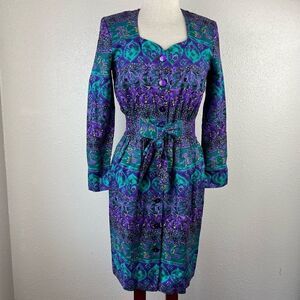 Vintage E.D.Michaels Button Down Maxi Dress Size 5-6 EUC